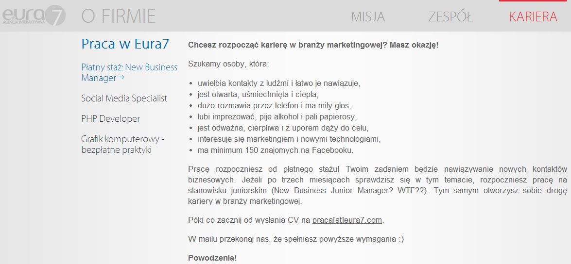 Płatny staż w Eura7