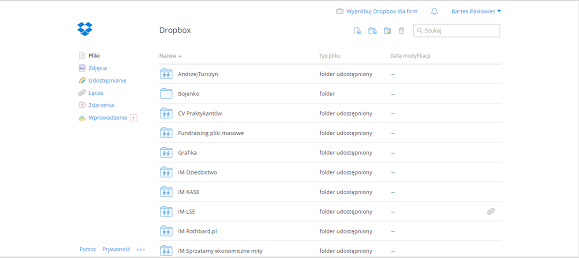 Dropbox screen PC