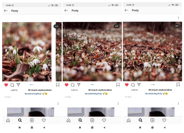 post przesuwany na Instagramie